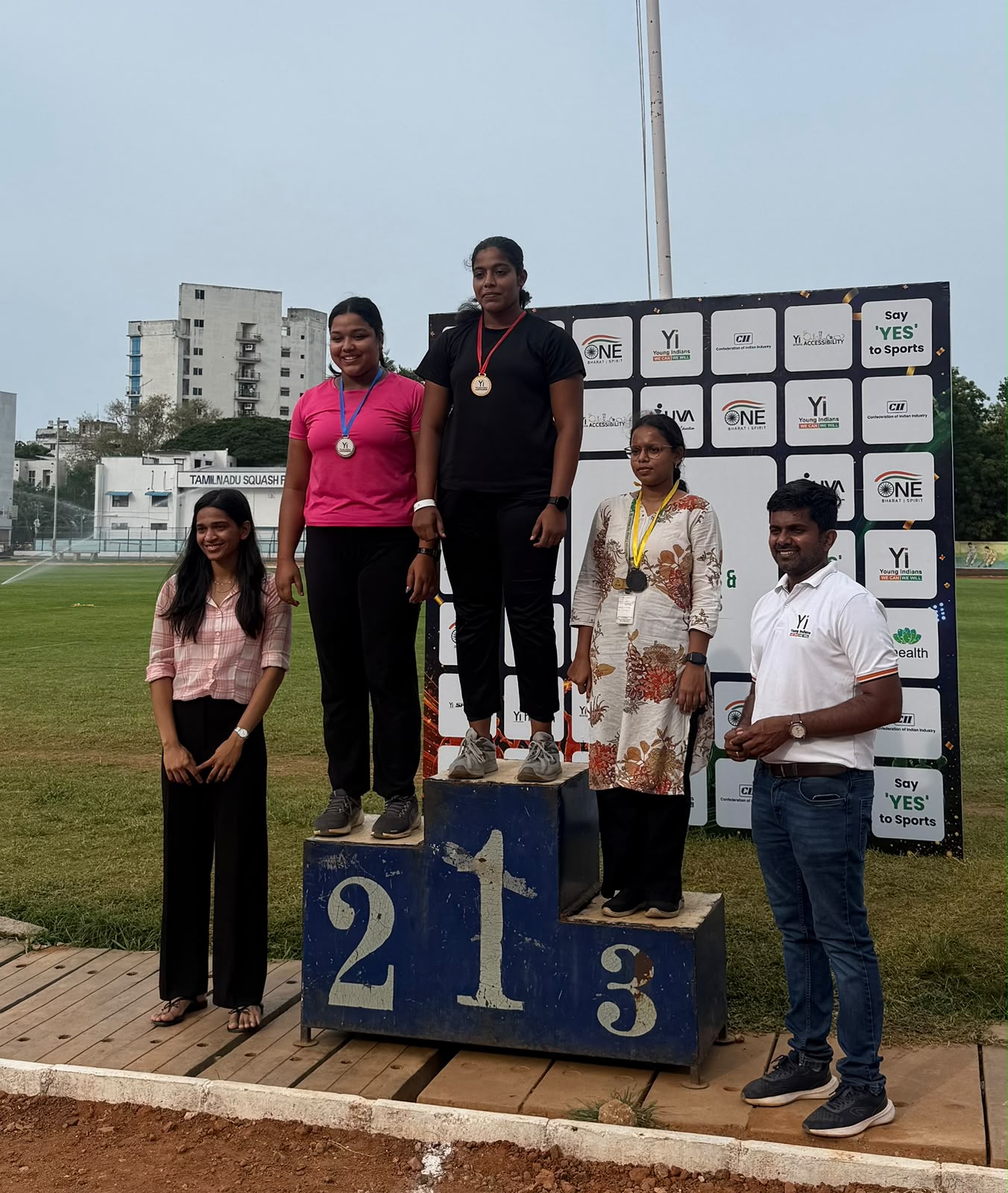 Securing First Prize in Shot Put at the YI Olympics